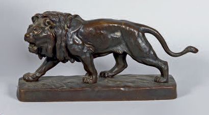 Louis VIDAL dit NATAVEL (1831-1892) Lion rugissant
Bronze à patine médaille, signé...