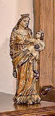 null Statuette de Vierge à l'Enfant en bois polychrome et doré.
Époque Louis XIV.
(Accidents...