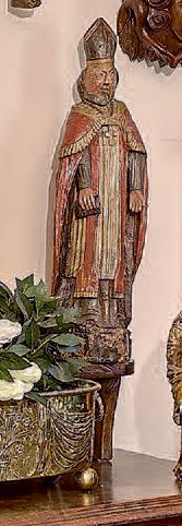 null Statue de Saint Augustin en bois sculpté polychrome.
XVIIIe siècle.
Hauteur:...