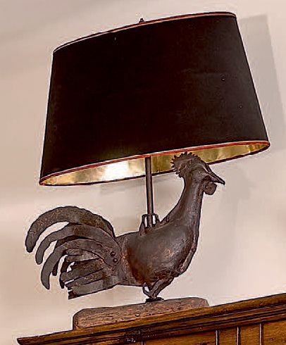 null Coq de clocher en tôle.
XVIIIe/XIXe siècle. (En lampe).
Hauteur: 42 cm