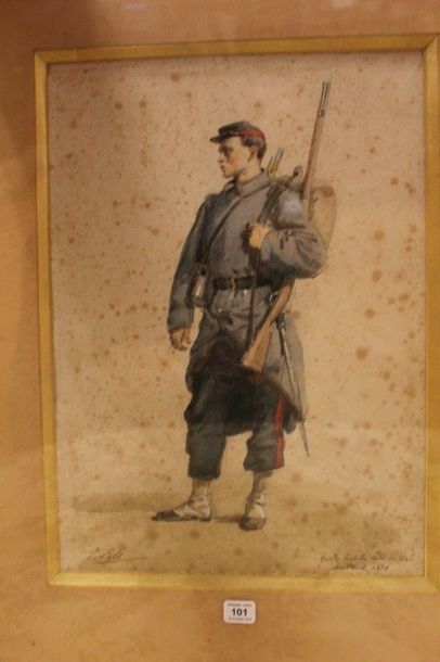 Isidore PILS (1815-1875) Garde mobile des Côtes du Nord, Auteuil 1870
Dessin au crayon...