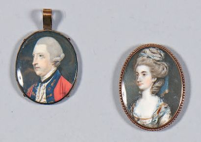 Ecole anglaise de la fin du XVIIIe siècle - Portrait de femme
Émail. 4,2 x 3,2 cm...
