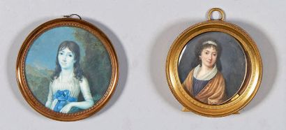 École FRANÇAISE du début du XIXe siècle - Portrait de femme au châle jaune
Cadre...