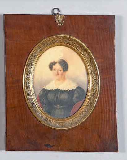 Joseph NAUDET Portrait de Madame Colliot de la Buissonnière
11,3 x 8,7 cm (ovale...