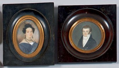 Charles Blondel - Portrait de femme
Signé et daté 1838 à droite.
8,5 x 6,8 cm (ovale)
-...