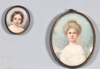 null - Denis FRIBOURG (c.1780-1833)
Portrait de femme à la robe bleue
Signé et daté...