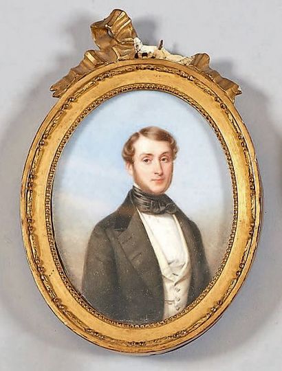 Gabriel-Aristide PASSOT (1797-1875) Portrait de jeune homme
11 x 8,5 cm (ovale)