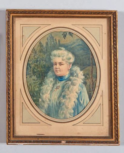 Jean-Eloi CHAPSAL (1811-1882) Portrait de femme
Aquarelle signée et datée 1905 en...