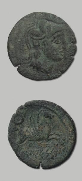 null - Emporia (218-133 av. J.-C.). Bronze. Tête casquée à d. R/Pégase à d. Heiss...