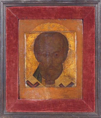 null Icône. Portrait de Saint Nicolas. École de Moscou, influence de Novgorod, XVIe...