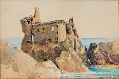 François Nicolas CHIFFLART (1825-1901) Les ruines du château de l'Île d'Yeu
Crayon,...