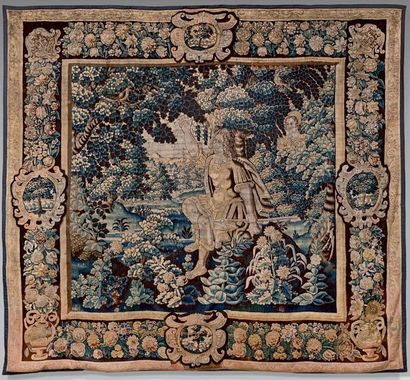 null Tapisserie ornée d'une scène de l'Histoire Antique avec deux personnages dans...