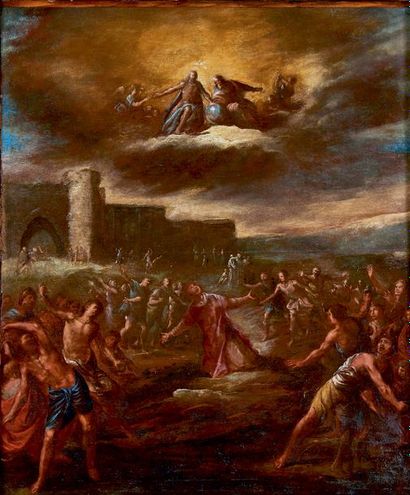 ÉCOLE ITALIENNE du milieu du XVIIe siècle La martyre de saint Étienne
Huile sur panneau...