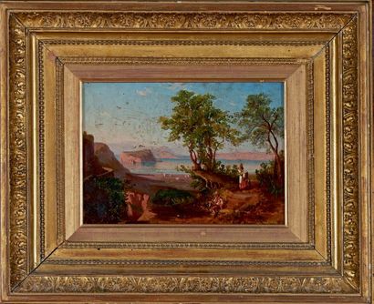 École Napolitaine du XIXe siècle La baie de Naples
Huile sur carton.
18,5 x 26 c...