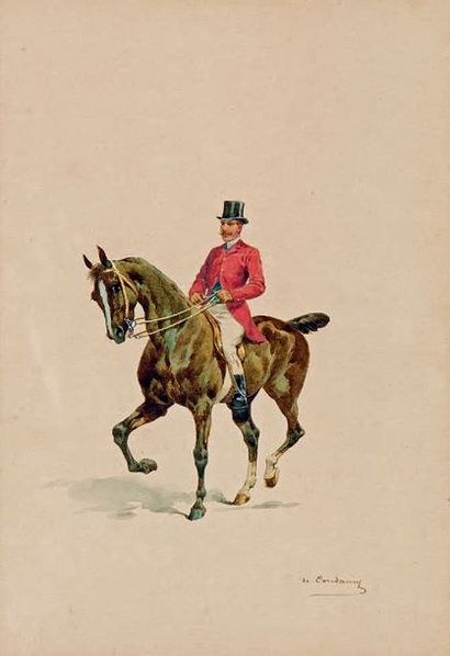 Charles Fernand de CONDAMY (vers 1855-1913) Habit rouge
Gouache signée vers le bas...