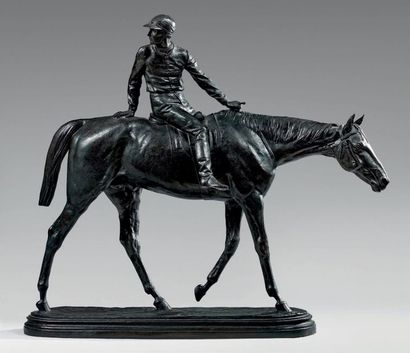 Isidore BONHEUR (1827-1901) Retour au pesage
Épreuve en bronze à patine brune, base...