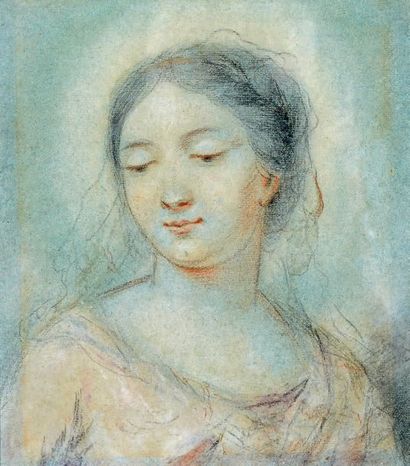 École Française du XIXe siècle Portrait de jeune femme
Dessin aux trois crayons sur...