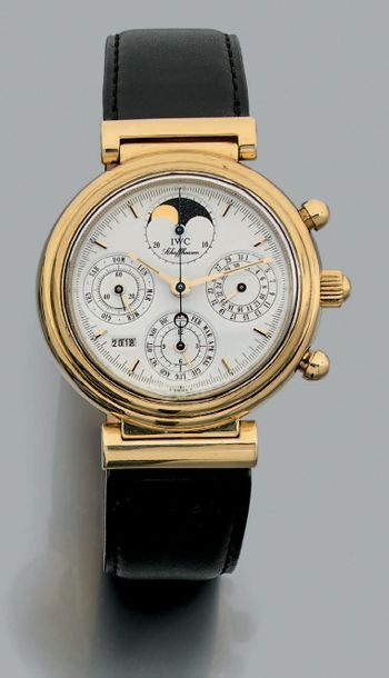 IWC Da Vinci, n° 2391653.
Chronographe-bracelet en or jaune 750 millièmes avec calendrier...