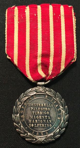 null Médaille d'Italie, premier modèle en argent, au profil de Napoléon III non lauré...