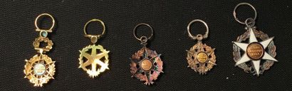 null Ordre du Mérite Agricole, fondé en 1883, lot de cinq miniatures de joaillerie,...