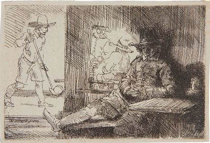 Rembrandt Le Jeu de «kolf», 1654, eau-forte, 9,4 x 14,2 cm, petites marges (Bartsch-...