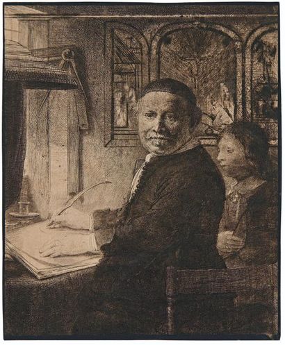 Rembrandt Lieven Willemsz. van Coppenol, calligraphe, petite planche, vers 1658,...