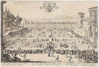 Jacques CALLOT Le Parterre de Nancy, 1624, eau-forte, 26 x 39 cm, filet de marge...