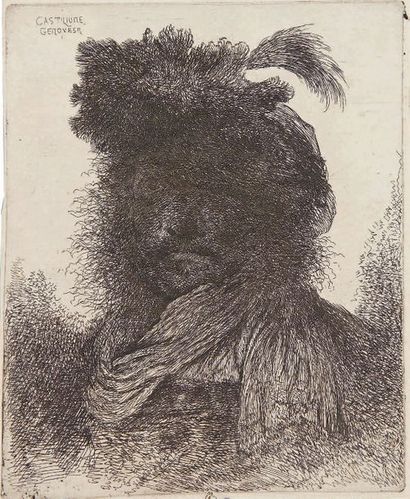 Giovanni Battista CASTIGLIONE Homme vu de face, dans l'ombre, planche de la suite...