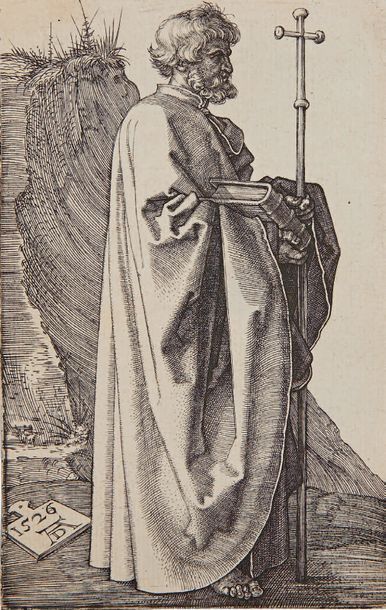 Albrecht DÜRER Saint Philippe, 1526, burin, 12 x 7,5 cm, coupé sur le coup de planche...
