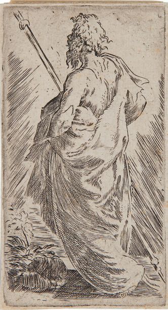 Parmigianino Saint Matthieu, eau-forte, 11,9 x 6,6 cm, filet de marge (Bartsch 8),...