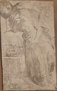 Parmigianino L'Astrologie, eau-forte, 16,2 x 9,7 cm, coupé au trait carré (Bartsch...