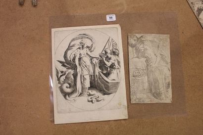 Parmigianino L'Astrologie, eau-forte, 16,2 x 9,7 cm, coupé au trait carré (Bartsch...