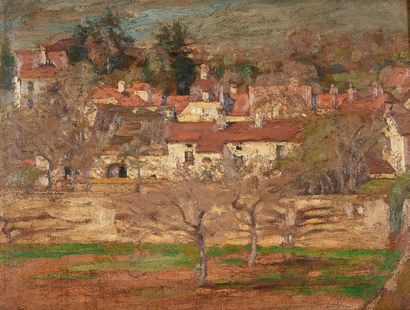 René Xavier PRINET (1861-1946) Juaucourt, avril 1888
Huile sur panneau, porte le...