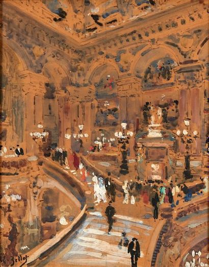 Eugène Louis GILLOT (1867-1925) À l'Opéra
Gouache, signée en bas à gauche.
25,5 x...