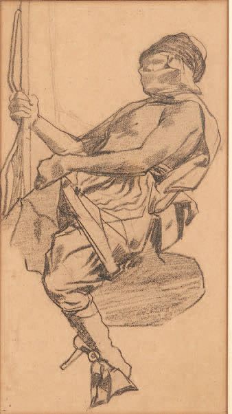 Eugène FROMENTIN (1820-1876) Cavalier arabe, vers 1852-1853
Dessin au crayon noir...