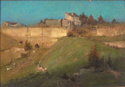 René BILLOTTE (1846-1914) Hameau
Pastel, signé en bas à droite.
37 x 54 cm
