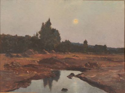 René BILLOTTE (1846-1914) Clair de lune sur la mare
Huile sur toile, signée en bas...