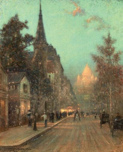 René BILLOTTE (1846-1914) Paris, le Sacré-Coeur
Pastel, signé en bas à gauche.
61...