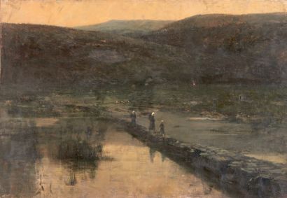 René BILLOTTE (1846-1914) Retour de pêche
Huile sur toile.
50 x 73 cm