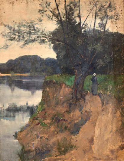 René BILLOTTE (1846-1914) Promeneuse solitaire
Huile sur toile.
65 x 50 cm