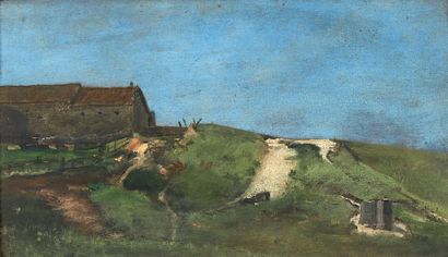 René BILLOTTE (1846-1914) La ferme
Huile sur panneau.
12,5 x 21,5 cm
