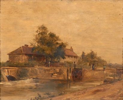 René BILLOTTE (1846-1914) Le moulin
Huile sur panneau.
21 x 27 cm