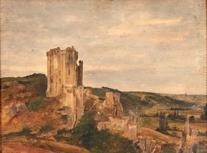 René BILLOTTE (1846-1914) Les ruines du château de Lavardin
Huile sur panneau.
24...