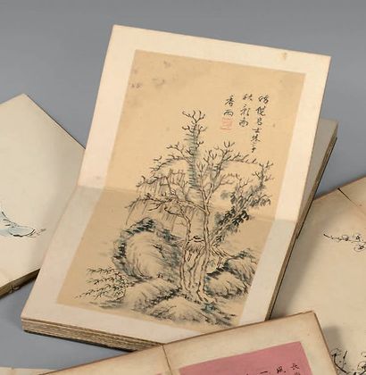 CHINE - XIXe siècle Album de vingt-quatre peintures, encre et couleurs sur papier,...