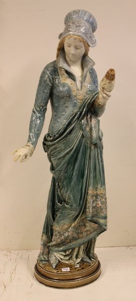 null Albert-Ernest CARRIER-BELLEUSE (1824-1887) : " La fileuse " Statuette en faïence,...