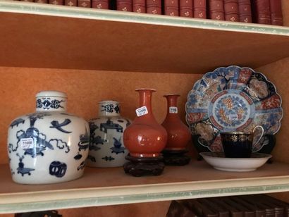 AUCUN ORDRE D'ACHAT 11644/127 Lot de porcelaine de Chine : plats à décor Imari, flacons...
