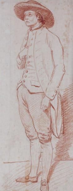 Entourage de François-André VINCENT (1746-1816) Jeune homme au chapeau Sanguine....