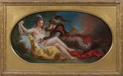 Attribué à Jean-Baptiste LE PRINCE (1734-1781) Scène de harem Huile sur toile, rentoilée....