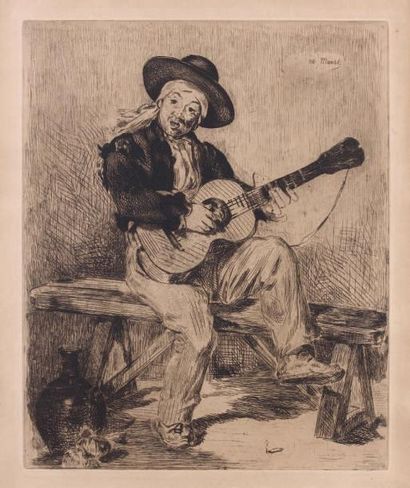 null Le Guitarero ou Chanteur espagnol Eau-forte, marges 44,5 x 24,5 cm (Guérin 16,...