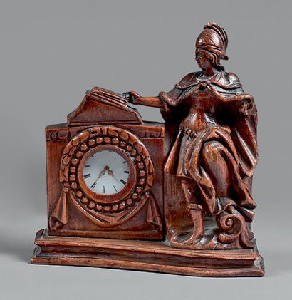 null Porte-montre en bois sculpté d'un empereur romain écrivant. Vers 1800.
Avec...